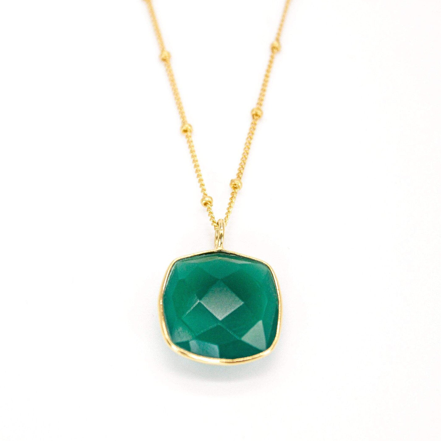 Bella Green Onyx Necklace | 14k Gold Vermeil | Green Onyx Jewellery ...