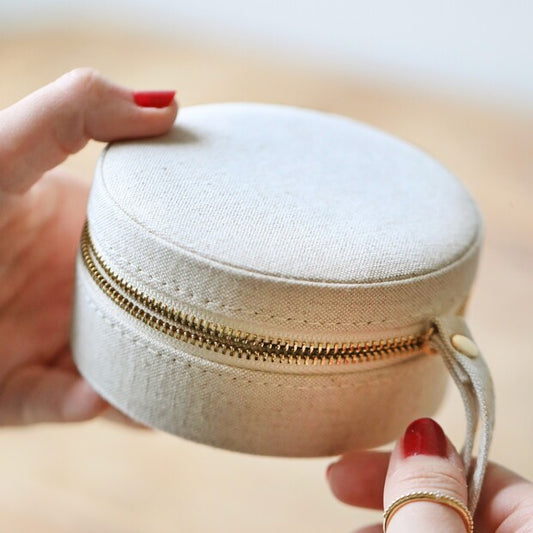 Round Linen Jewellery Box