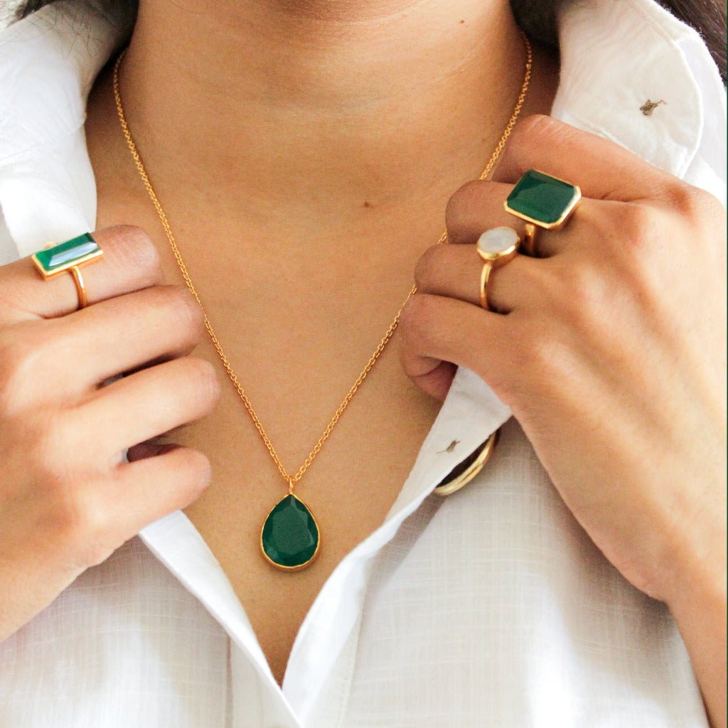Clara Green Onyx Ring SOMYA LONDON JEWELLERY